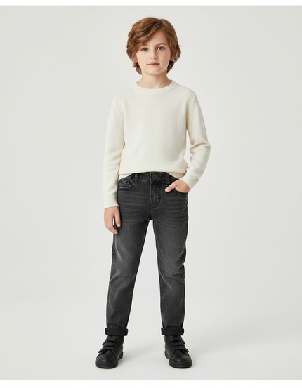 Pantalon Gris Slim Fit Denim Enfant Polyvalent - Jean