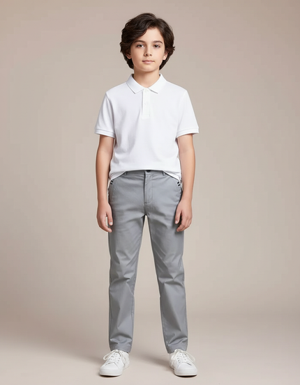 Pantalon Gris Coton Droit Décontracté Garçon