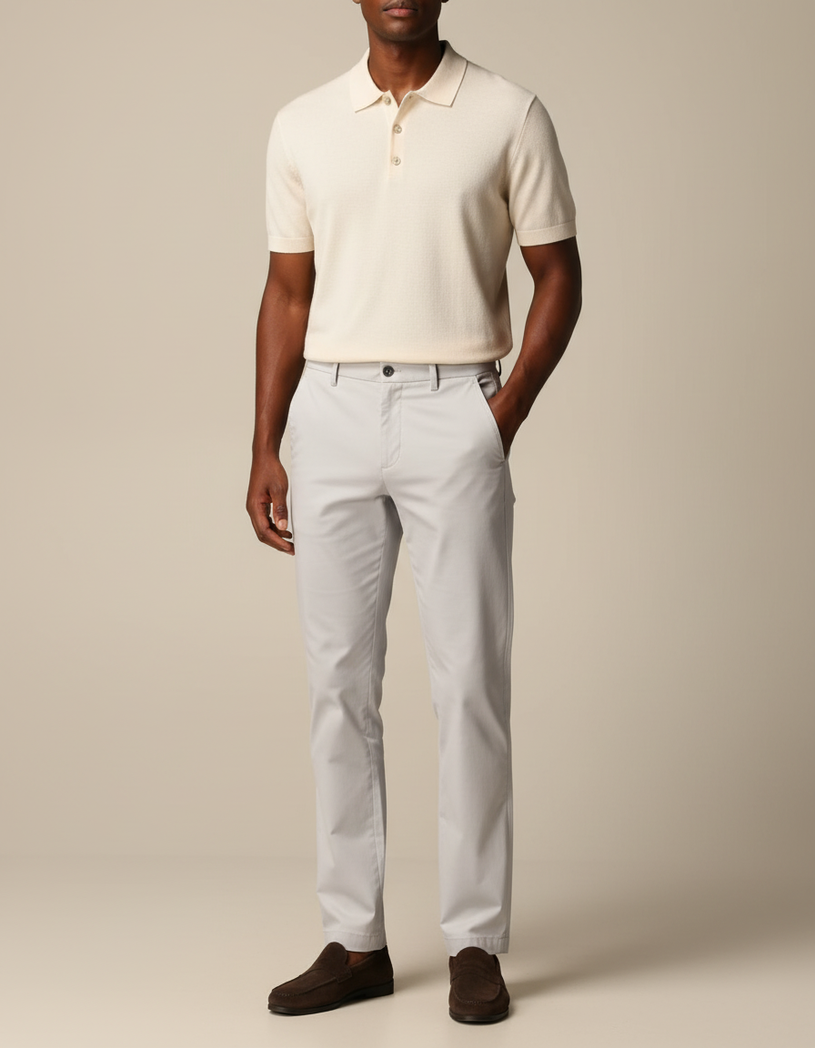 Pantalon Carotte Gris Clair - Gabardine
