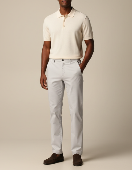 Pantalon Carotte Gris Clair - Gabardine