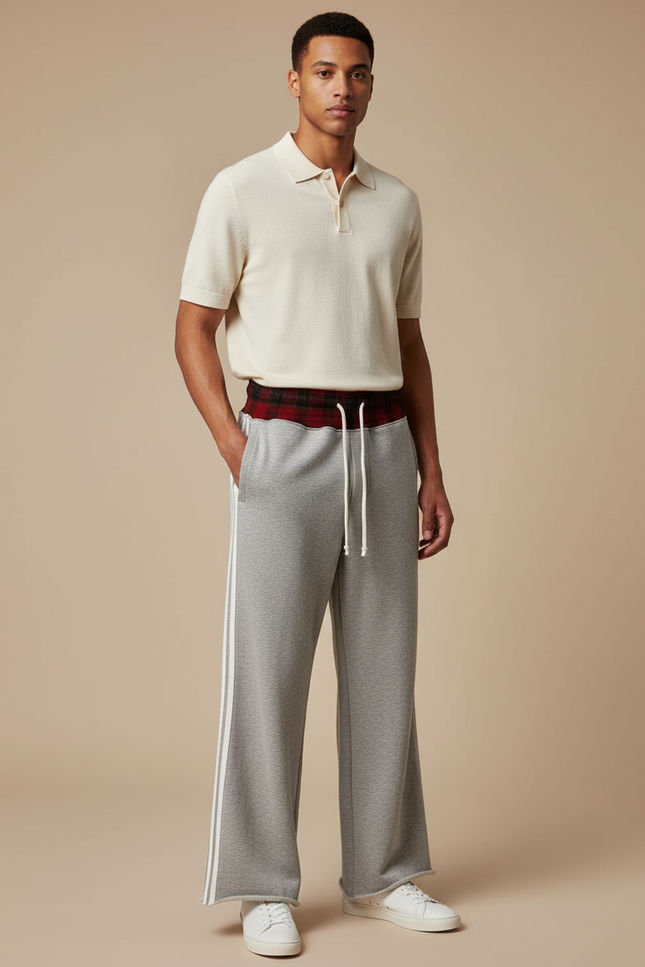 Pantalon Gris Ample Cordon Sport Casual Homme - Molleton