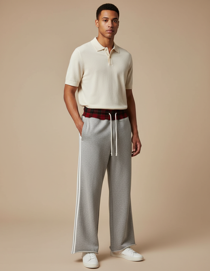 Pantalon Gris Ample Cordon Sport Casual Homme - Molleton