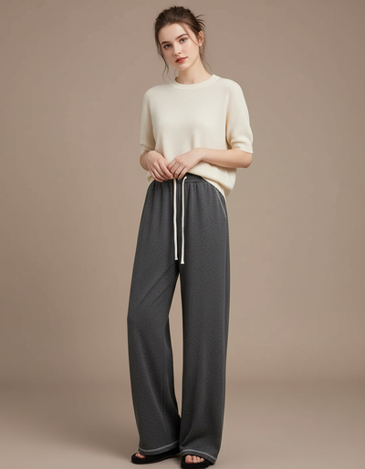 Pantalon Gris Femme Fluide