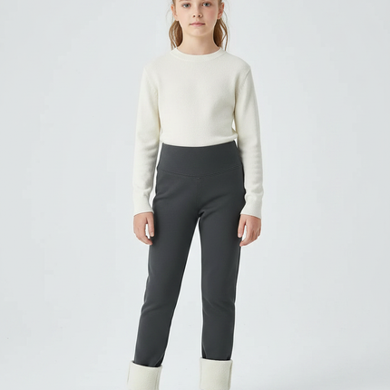 Pantalon Gris Fille Doublé Molleton Chaud Hiver