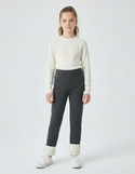 Pantalon Gris Fille Doublé Molleton Chaud Hiver
