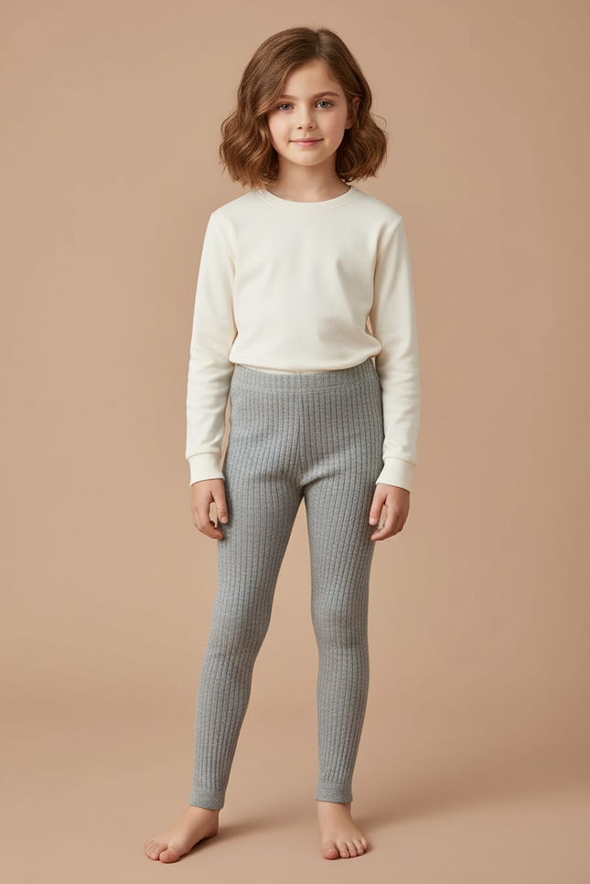 Pantalon Gris Côtelé Tricoté Enfant Confortable - Maille