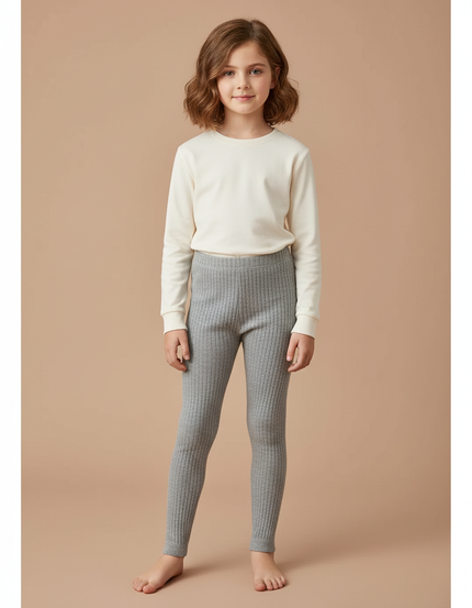Pantalon Gris Côtelé Tricoté Enfant Confortable - Maille