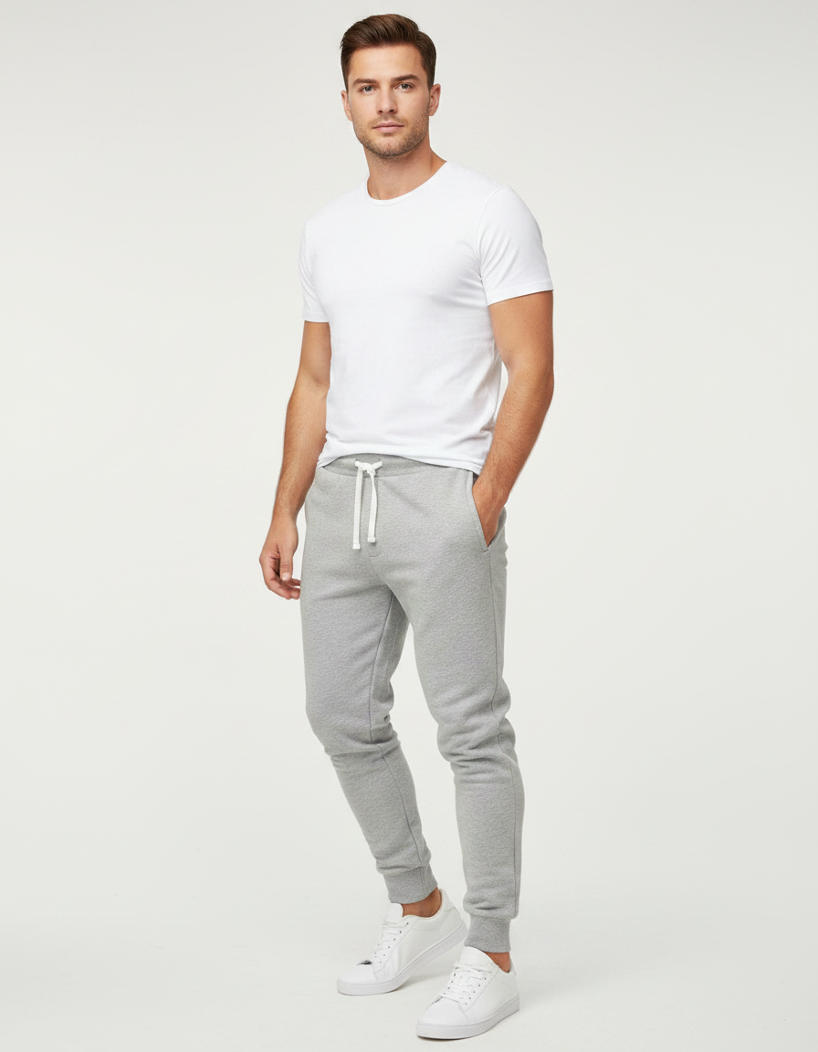 Pantalon Gris Homme Jogging Slim Fit Sport - Molleton