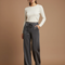 Pantalon Gris Côtelé Large Confortable Femme Décontracté - Cordé