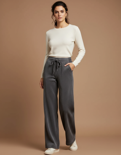 Pantalon Gris Femme Velours