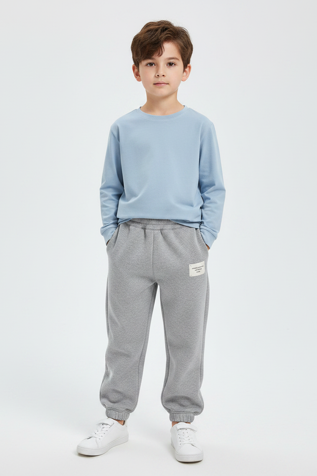 Pantalon Gris Molletonné Jogging Enfant Confortable