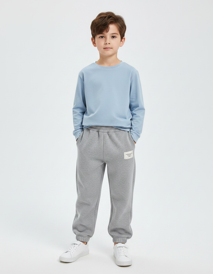 Pantalon Gris Molletonné Jogging Enfant Confortable