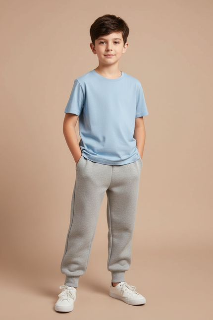 Pantalon Gris Molletonné Ample Confortable Enfant Sport