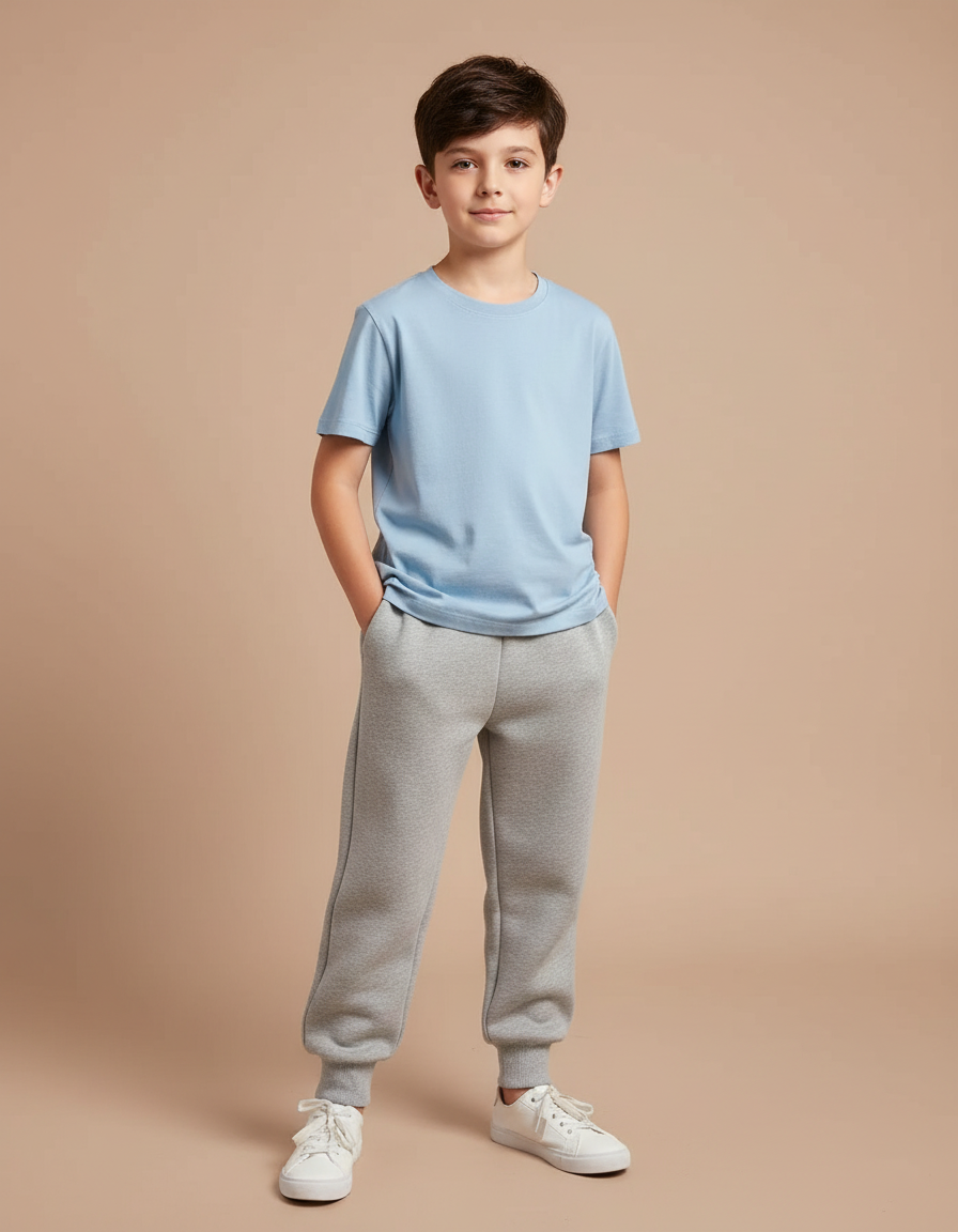Pantalon Gris Molletonné Ample Confortable Enfant Sport