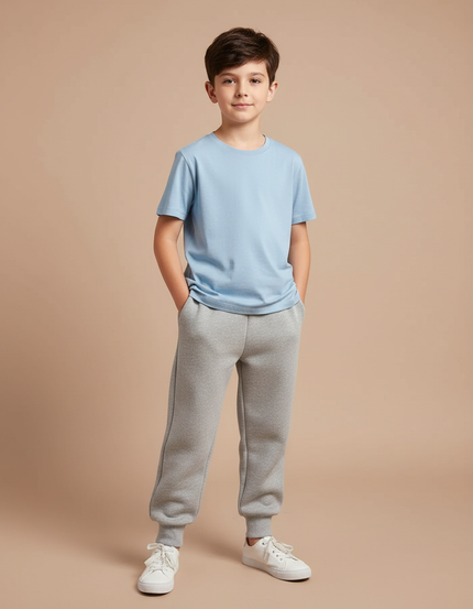 Pantalon Gris Molletonné Ample Confortable Enfant Sport