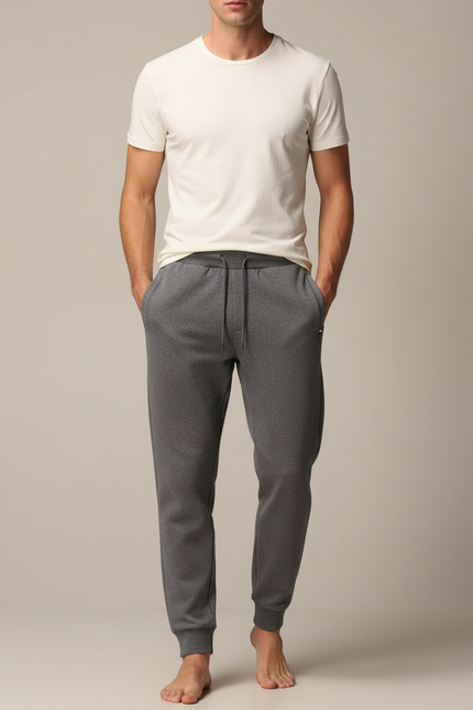 Pantalon Gris Jogging Homme Molleton Confortable Décontracté