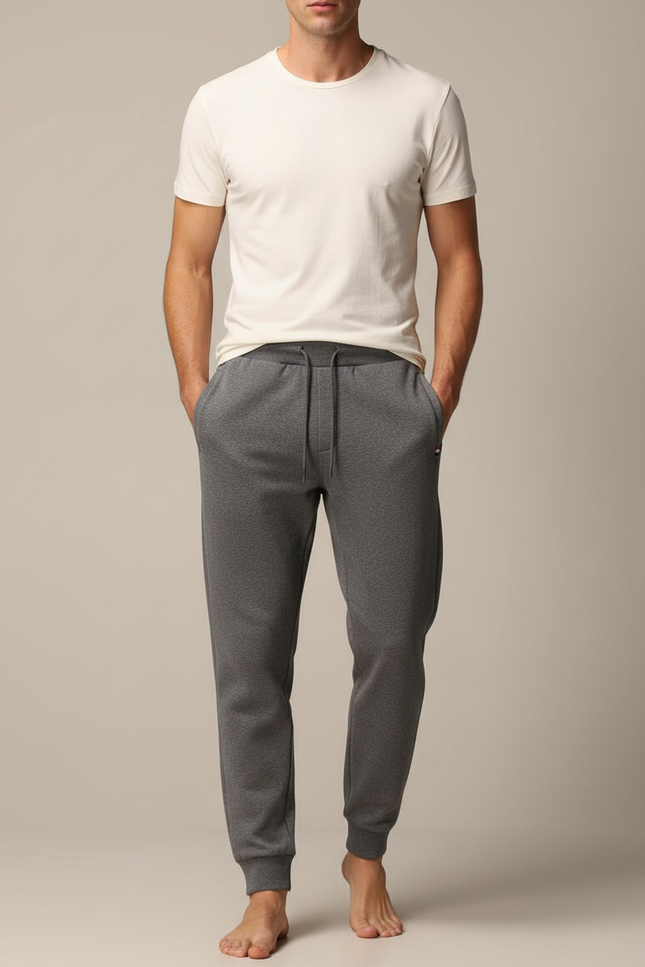 Pantalon Gris Jogging Homme Molleton Confortable Décontracté