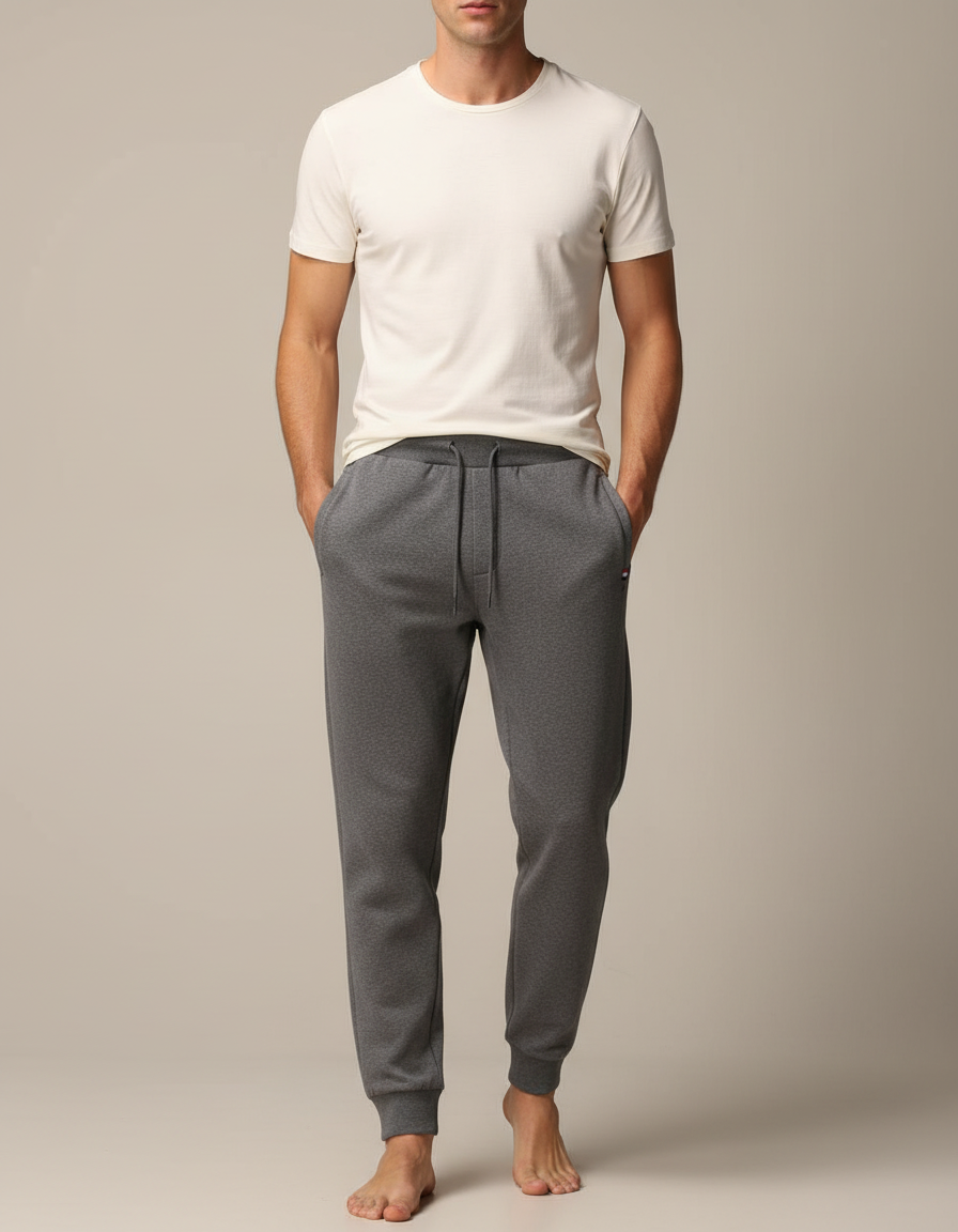 Pantalon Gris Jogging Homme Molleton Confortable Décontracté