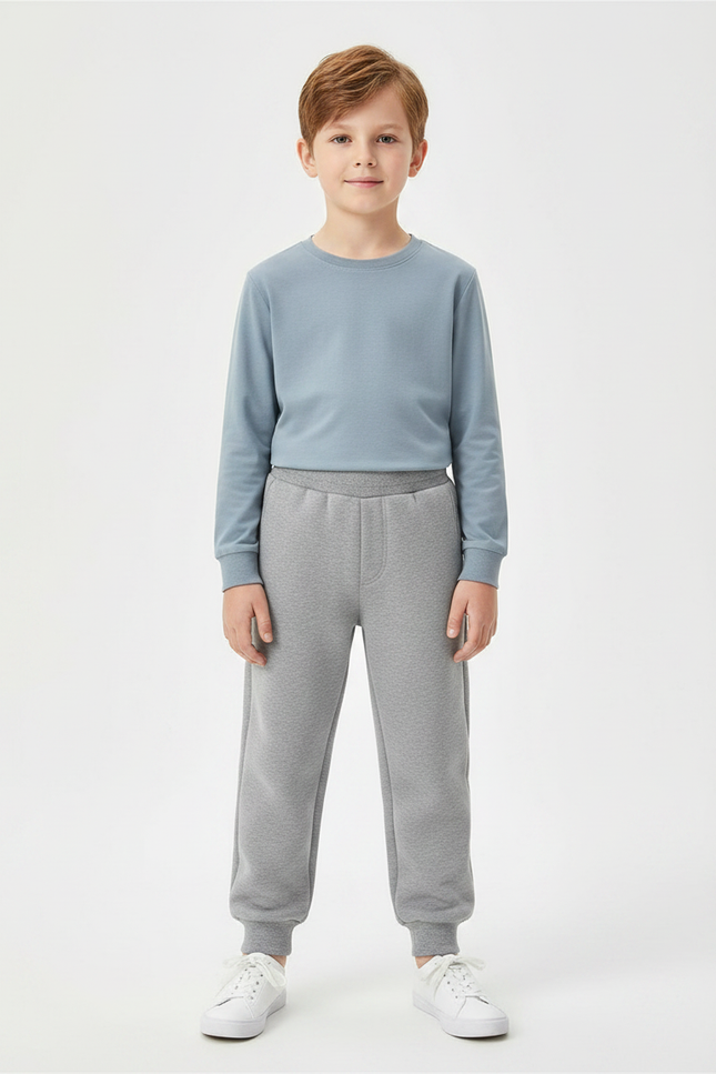 Pantalon Gris Enfant Molletonné Confortable Sport