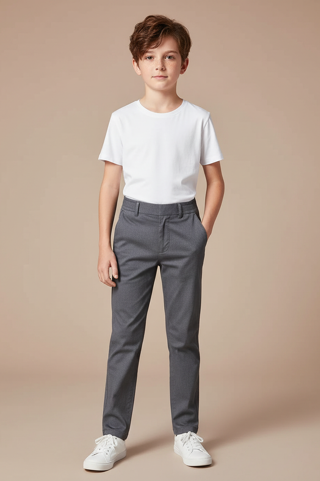 Pantalon Gris Droit Décontracté Garçon Coton
