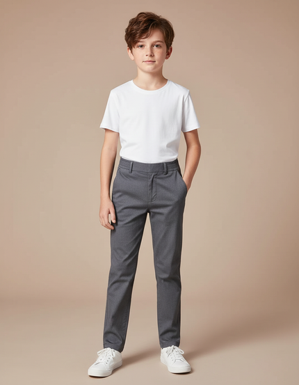 Pantalon Gris Droit Décontracté Garçon Coton