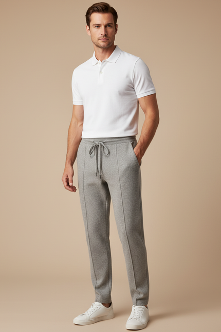 Pantalon Gris Jogging Maille Homme Décontracté Slim