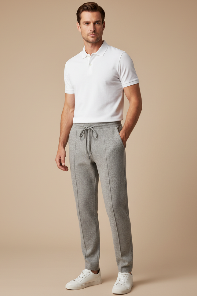 Pantalon Gris Jogging Maille Homme Décontracté Slim