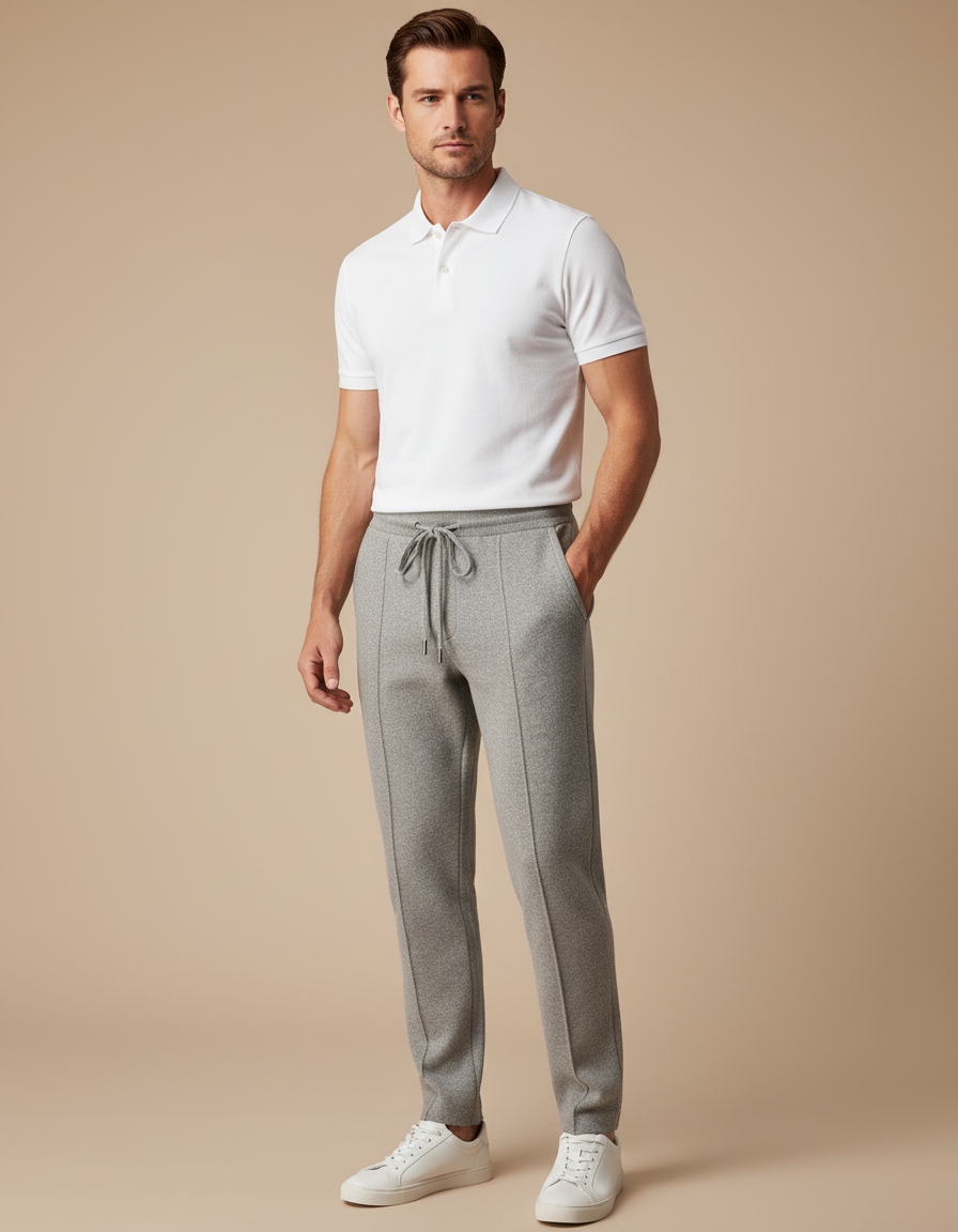 Pantalon Gris Jogging Maille Homme Décontracté Slim