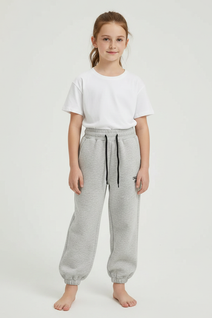 Pantalon Gris Jogging Molletonné Sport Enfant