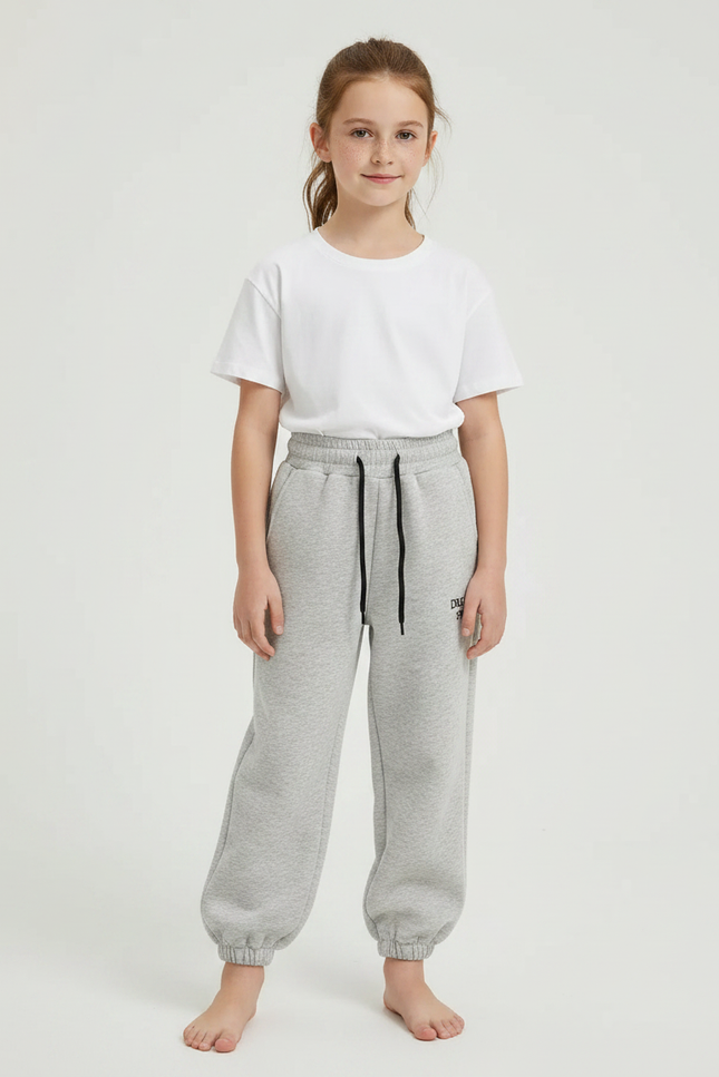 Pantalon Gris Jogging Molletonné Sport Enfant