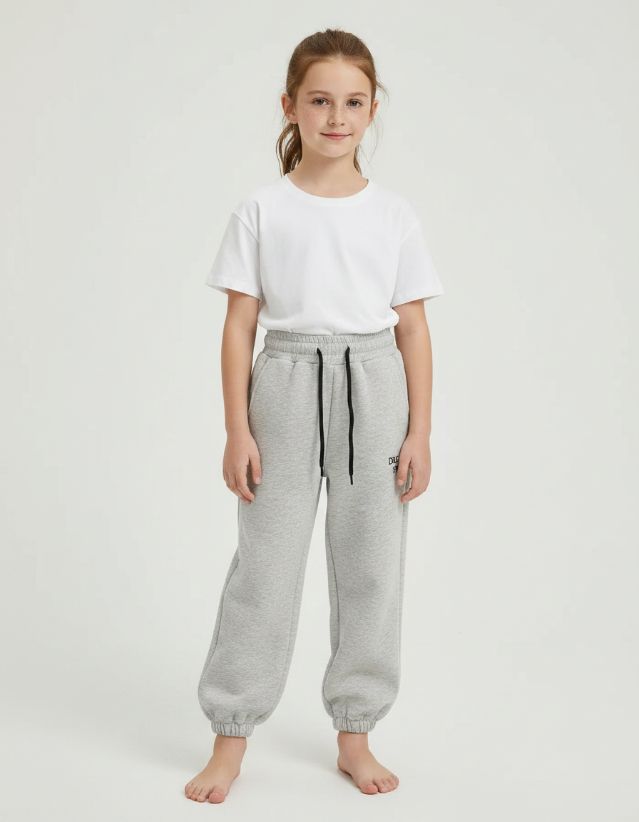 Pantalon Gris Jogging Molletonné Sport Enfant