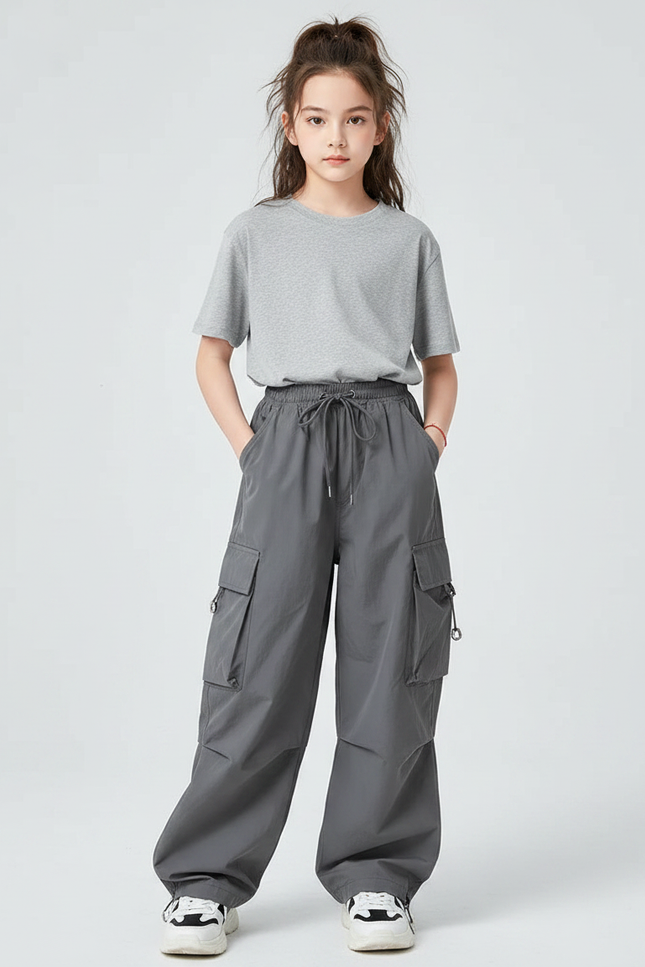 Pantalon Parachute Gris - Polyester