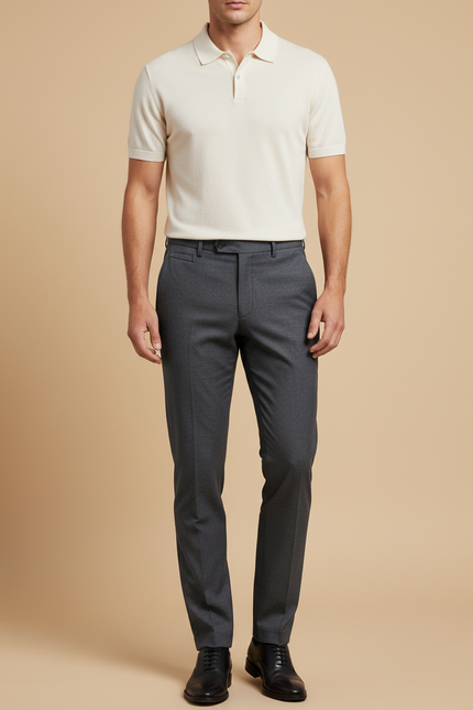 Pantalon Gris Droit Habillé Formel Élégant Homme - Laine