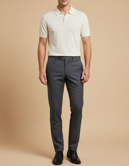 Pantalon Gris Droit Habillé Formel Élégant Homme - Laine
