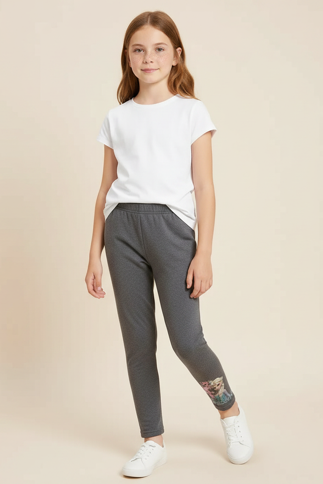 Pantalon Gris Coton Imprimé Elsa Enfant Confortable - Molleton