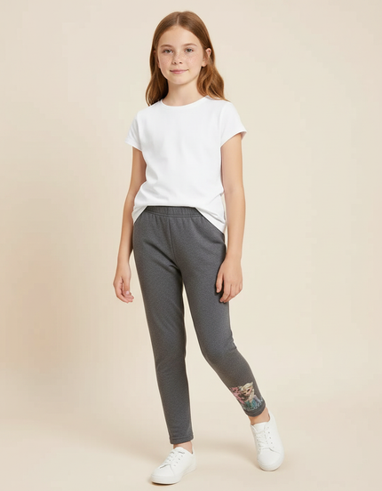 Pantalon Gris Coton Imprimé Elsa Enfant Confortable - Molleton