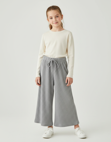 Pantalon Gris Côtelé Ample Confortable Enfant - Maille