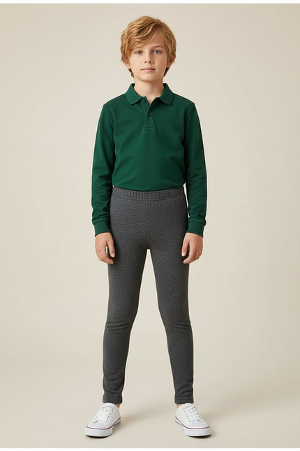 Pantalon Gris Élastique Slim Enfant Garçon Fille - Molleton