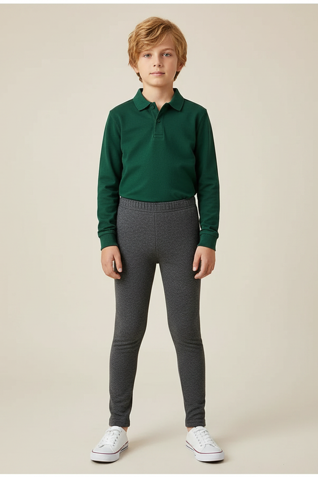 Pantalon Gris Élastique Slim Enfant Garçon Fille - Molleton