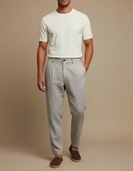 Pantalon En Lin Gris Homme