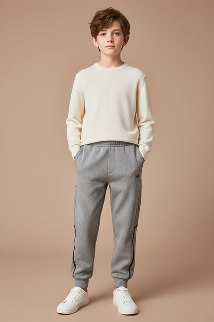 Pantalon Gris Molletonné Sport Décontracté Enfant