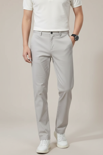 Pantalon Cigarette Gris Clair - Gabardine