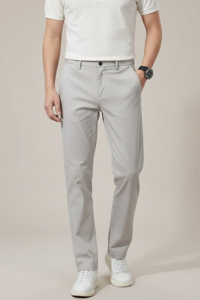 Pantalon Cigarette Gris Clair - Gabardine