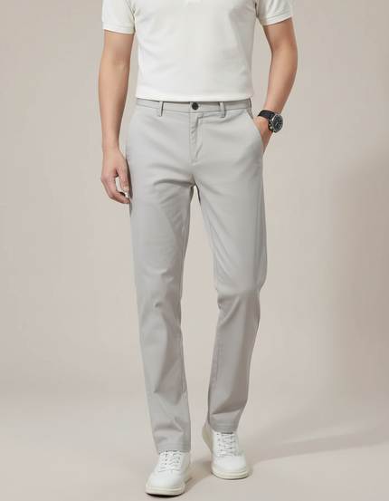 Pantalon Cigarette Gris Clair - Gabardine