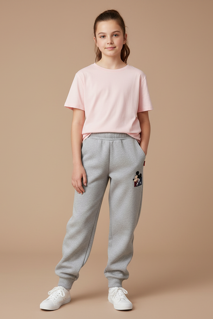 Pantalon Gris Molletonné Mickey Sport Décontracté