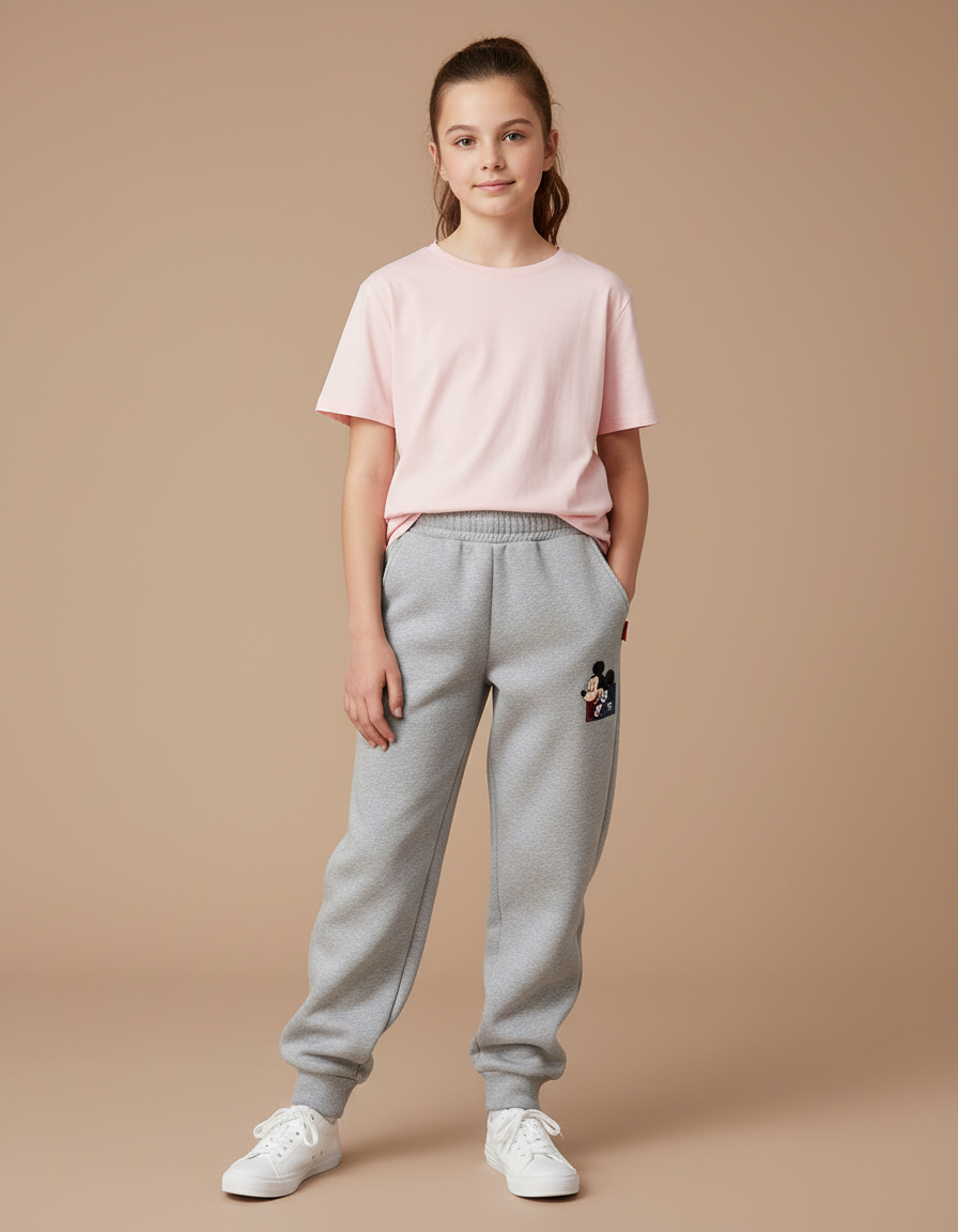 Pantalon Gris Molletonné Mickey Sport Décontracté