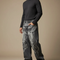 Pantalon Gris Imprimé Ample Décontracté Homme Y2K - Jean