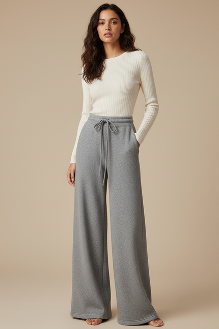 Pantalon Palazzo Gris - Molleton
