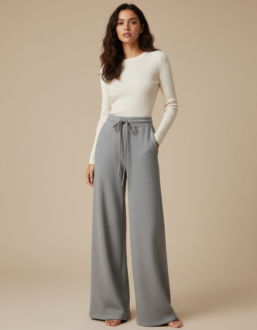 Pantalon Palazzo Gris - Molleton