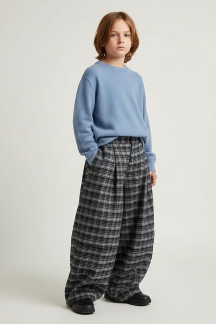 Pantalon Ecossais Gris - Laine